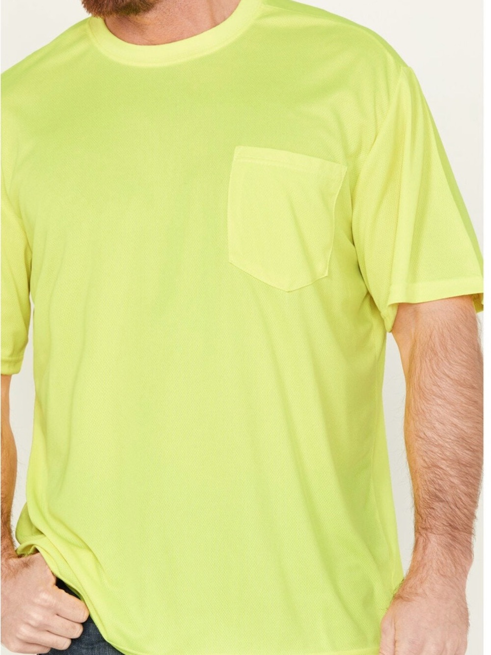 Men's Hi Vis Yellow Pique Knit Pocket Tee